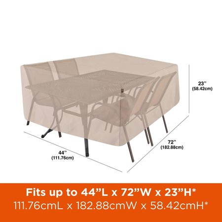 Modern Leisure Chalet Rect/Oval Patio Table & Chair Set Cover, 72 in. L x 44 in. W x 23 in. H, Beige 2923